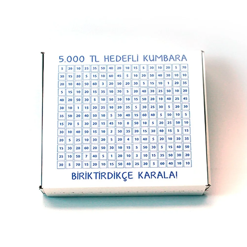 5 Bin TL Hedefli Kumbara 27,5x22,5x7,5 cm – Beyaz – 1 Adet
