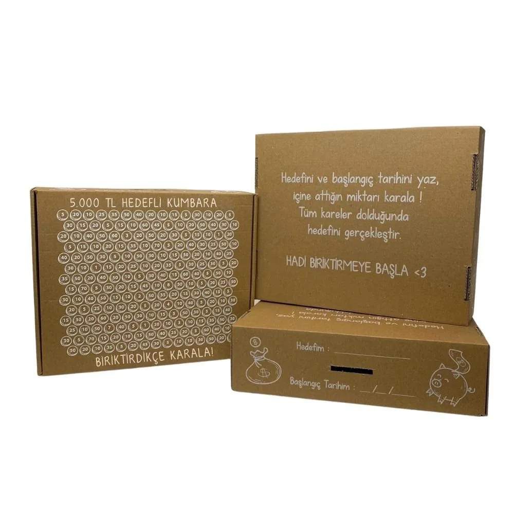 5 Bin TL Hedefli Kumbara 27,5x22,5x7,5 cm – Beyaz – 20'li Paket