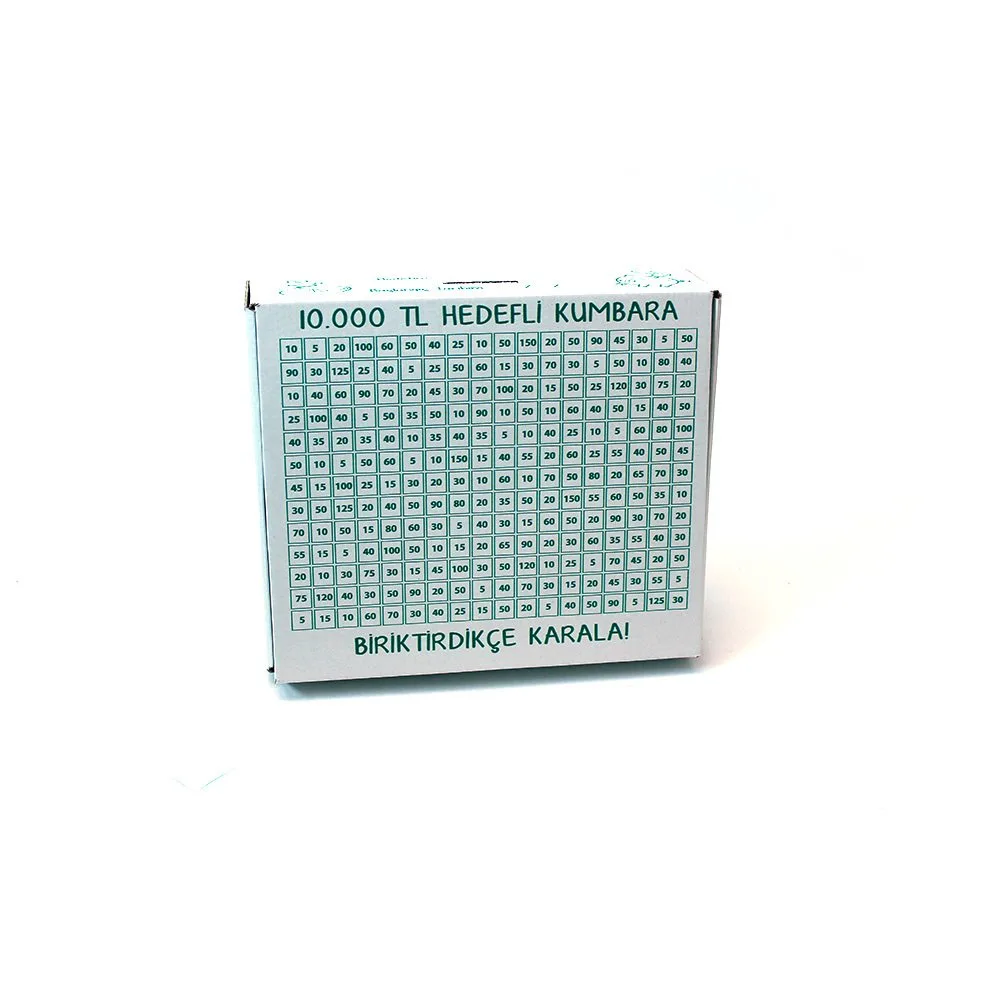 10 Bin TL Hedefli Kumbara 27,5x22,5x7,5 cm – Beyaz – 3'lü Paket