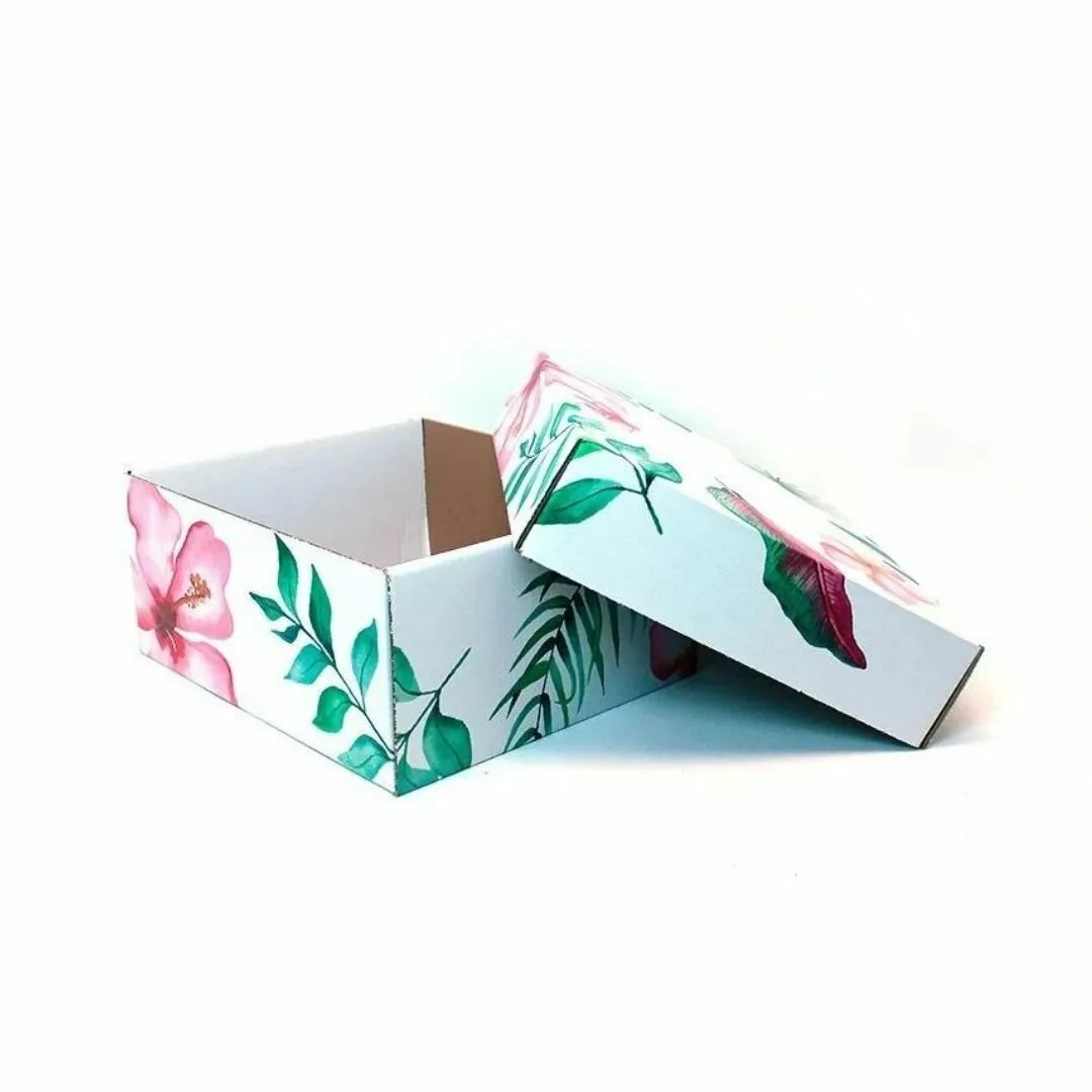 35,5x31x15,5 cm Renkli Çiçekli Hediye Kutusu – 1 Adet